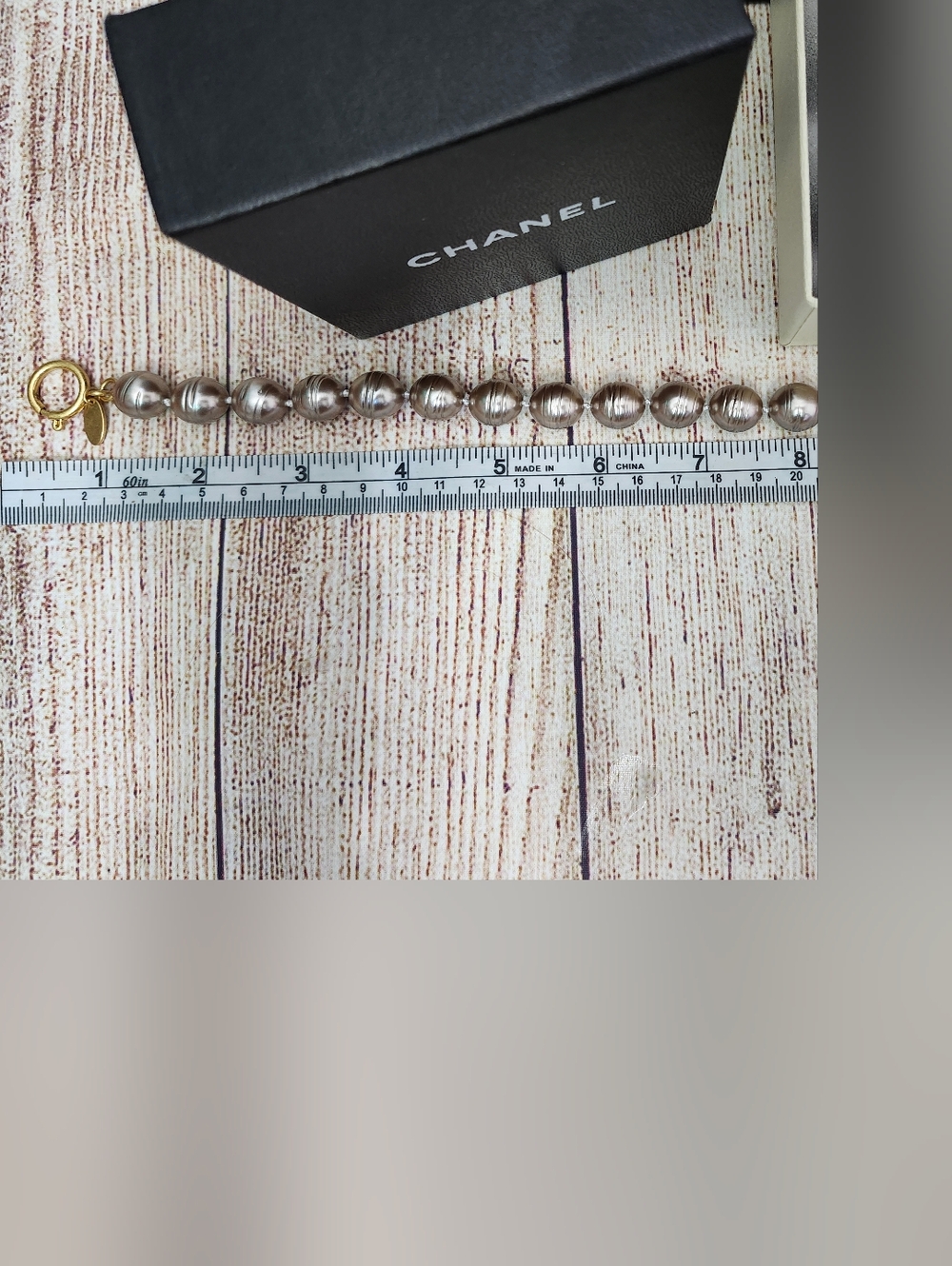 Chanel Gold & Silver Pearl Chain Necklace - Silver Pearls - Picture 5 of 7